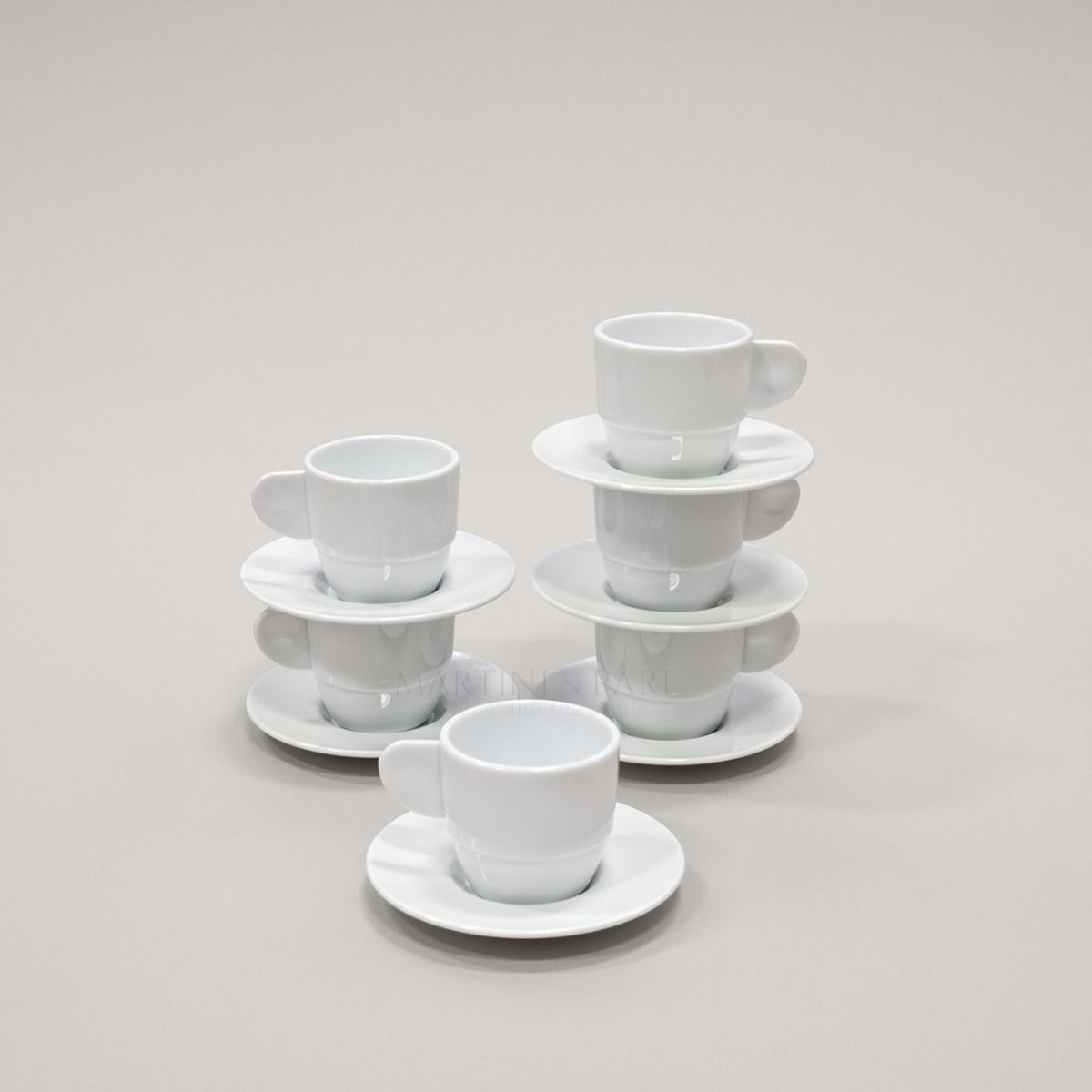 Tazza da tè + piattino porcellana Tue grigio set 4 pezzi