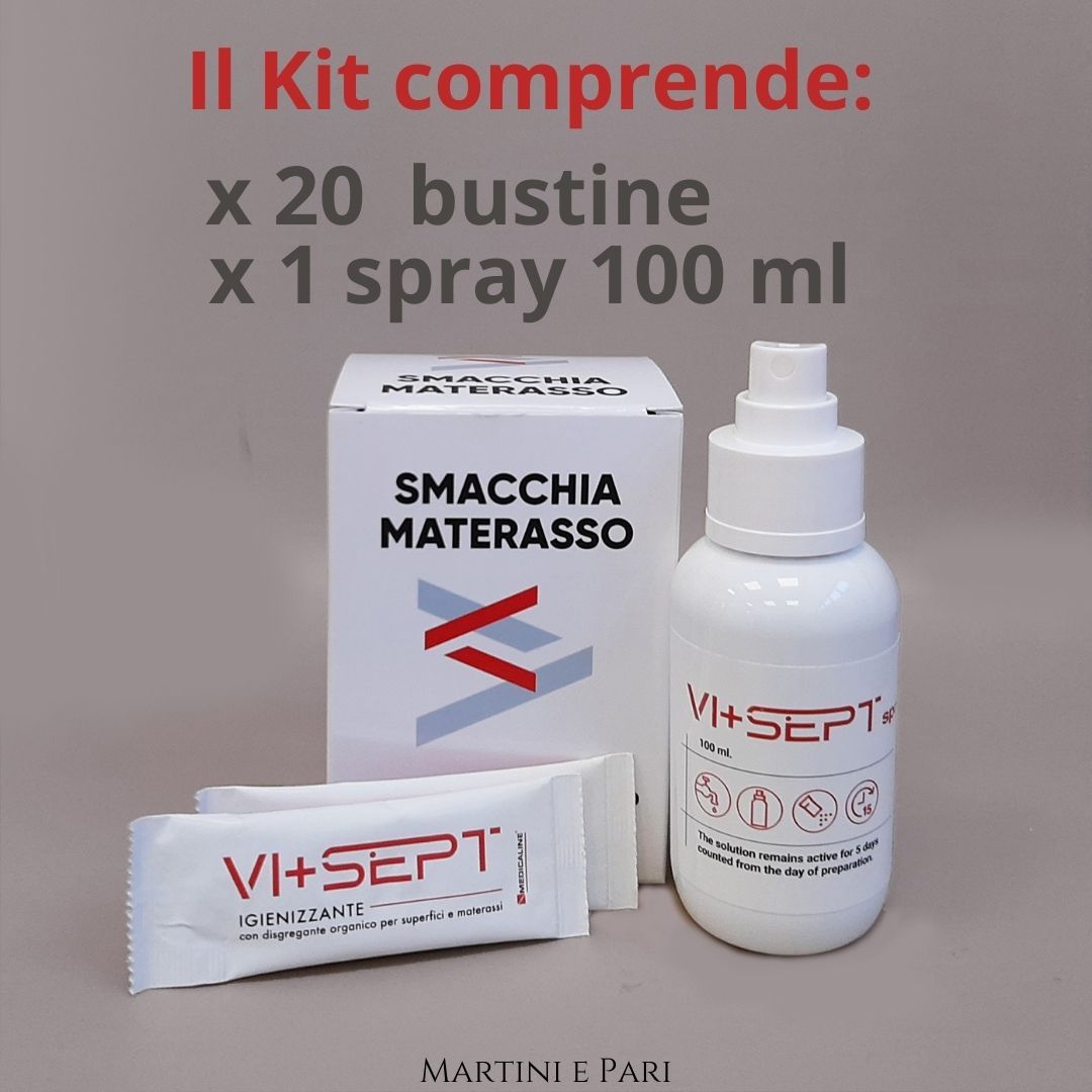 VIOX Smacchiatore Professionale per Materasso Kit 20 Bustine + Spray 100 ml